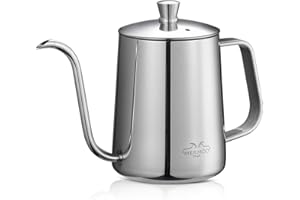 MERMOO YILAN Bouilloire à col de cygne pour le camping, 600 ml, longue et étroite (argent)