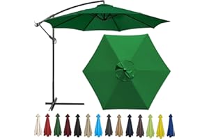 CMJYMX Replacement Parasol Canopy 200CM 2.7M 300CM + 6 Arms/8 Arms Replacement Parasol Fabric Cover For Garden Umbrella Waterproof Anti-ultraviolet Replacement Umbrella Cloth(Color:Green,Size:6 ribs-2.7m(8.8
