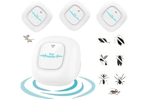 SANJNDO Antizanzare Ultrasuoni, 4 Pack Repellente ad Ultrasuoni, Ultrasuoni per Topi, Elettrico Ultrasuoni per Anti Zanzare, Topi, Scarafaggi, Insetti, Ratti, Ragni, Roditori, Mosche, Formiche