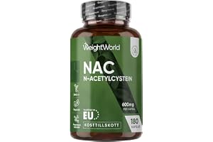 WeightWorld NAC-kapslar – N-acetylcystein – 6 månaders förbrukning | Glutenfria, 180 veganska kapslar, 600 mg per kapsel, fria från magnesiumstearat, GMO-fria