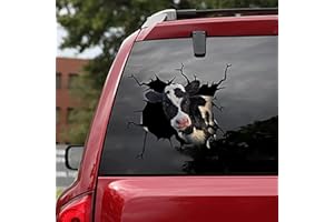 HE8SHUN Adesivo per auto con design animale, riutilizzabile, rimovibile e impermeabile, per auto, divertente cartello della mucca, decorazione per finestrino auto, divertente per gli amanti degli animali