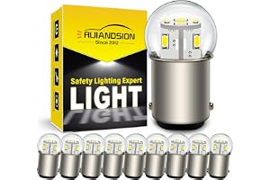 Ruiandsion LED-lampa BA15D 6V Vit 1130 1142 1176 3014 12SMD Ersättnings-LED-lampor för bil, släpvagn, båt, husbil bakljus (10