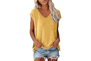 Shobdw T Shirt Damen V Ausschnitt Damen Shirt Tshirt T T-Shirt Sommer Kurzarm Top Bluse Sport Oberteil Oberteile Shirts Elegant Oversize Für Tshirts Mit Locker Baumwolle Basic Blusen T-Shirts