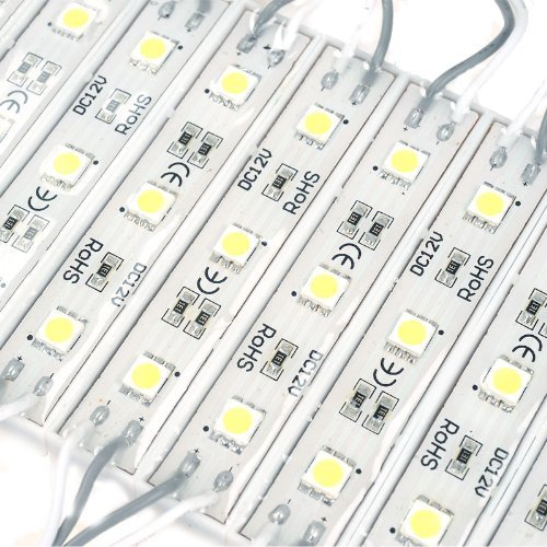 SODIAL(R) 20Stk. 5050 SMD 3-LED Modul weiss wasserdicht Module 12V - 4