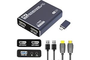 Balabaxer 4K HDMI Capture Card with USB 3.0 & HDMI Cable - 1080p/4K Video Capture Device for Gaming, Live Streaming and Video Editing