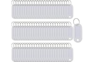 SAGASAVE Etiquetas clave 100 piezas llavero etiquetas de plástico de identificación llaveros etiquetas de nombre etiquetas de equipaje etiquetas con etiquetas de anillo dividido llavero (blanco)