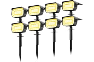 LOTMOS Luces Solares LED Exterior Jardin [8 Paquete/72LED] Focos LED Exterior Solares, Impermeable IP65 Luz Solar Exterior Potente Foco Lampara Solar Exterior Jardin Exteriores Suelo (Blanco Calido)