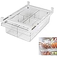 Diskary Fridge Organizers,Removable Partition Plates Fridge Storage Containers,Pull Out Kitchen Drawer Organizer with Handle,Storage Rack for Egg,Vegetables,Fruits-BPA Free (Medium, One Pack)