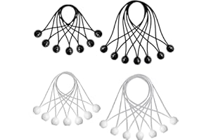 BEIIEB Pack of 28 Bungee Cord (15cm, 20cm), Tent Tarpaulin Tensioner, Rubber Bungee Cords with Plastic Balls, Elastic Lanyards for Camping Tents, Awnings, Banners