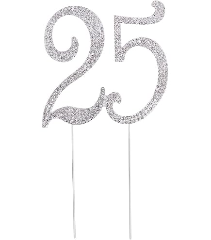 GlamRays 60. Hochzeitsjubiläum Kuchenaufsatz – Silber Glitzernd, 16,76x10,16 Cm, Beidseitig Glitzernd