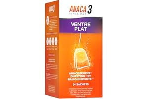 ANACA 3 - Infusion Ventre Plat - Facilite L'Oxydation(1) & La Digestion(2) - Thé Vert, Menthe Poivrée, Carvi Noir, & Framboises - Arôme Framboise - 100% Naturel - Programme 12 Jours - 24 Sachets