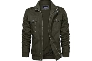 KEFITEVD Automne Hiver Cargo Vestes pour Homme Coupe-vent Coton Vestes avec Plusieurs Poches col Montant Pleine Fermeture éclair Coupe-vent