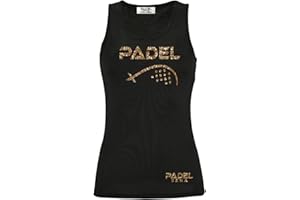 ZENA Canotta Donna Sportiva con Glitter, Canotta Padel, Tessuto Elasticizzato Traspirante Dry Fit, Abbigliamento Padel Donna, Tinta Unita con Scritta Glitter