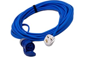 JCE Heavy Duty Caravan Motorhome Hook Up Cable, 13A Plug to 16A Socket, 240V Mains, Blue, Various Lengths (2M)