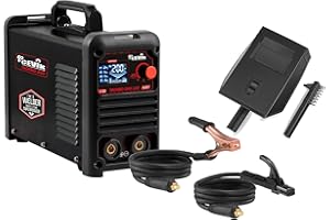 CEVIK PRO CE-TECHNO200LCD - Soldador Inverter MMA con Máscara de Soldadura y Portaelectrodo - 200A 50% 230V-Electrodos hasta 5mm - Pantalla LCD - Conectable a Generador - Máquina de Soldar