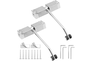 POHOVE 2 Stück Türschließer, Automatischer Türschließer Innentür, Justierbare Türfeder mit Rollen, Stangentürschließer, Einstellbarer Türschliesser Puffer Geschlossen für Innentüren, Zimmertür