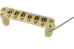 Guyker Tune-O-Matic Roller Saddle Bridge Część zamienna kompatybilna z Gibson Les Paul LP SG Style 6-strunowa gitara elektryczna - GM005, złota