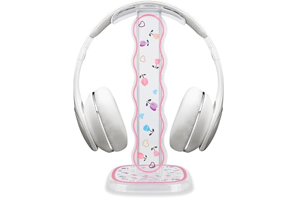 DiyGody Support Casque Universel avec Base Solide, Support de Bureau pour Écouteurs Portable Détachable, Joli Motif de Tulipe pour Filles, Porte Casque en Acrylique Transparente pour Headset Sony