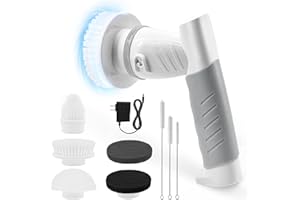 BOOHENKA Spazzola elettrica ricaricabile senza fili per doccia, bagno, vasca da bagno, cucina e auto con testine di pulizia, 3 spazzole a spillo