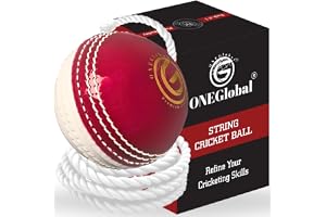 ONEGlobal Incrediballsträng cricketboll för Solo | utomhus- och inomhusreaktion cricketboll med snöre för finslipningsfärdigheter och träning (röd och
