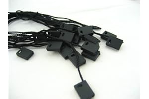 VOMONO 50pcs of Black Tag String Lock Fastener Labeling Tagging Supplies Square end tag Hang