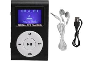 GAEIRT Mini Reproductor de MP3, Reproductor de música portátil, con Pantalla LCD, Soporte para Tarjeta de Memoria, Soporte máximo de 32 GB, Adecuado para Caminar y Correr (Plateado y Negro)(Negro)