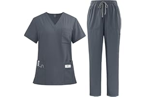 BTBDYDH Scrubs Uniforms Women Set V-Neck Stretch Tops with Pockets & Cargo Pants Jogger Nurse Trouser Uniform Medical Scrubs Quick Drying