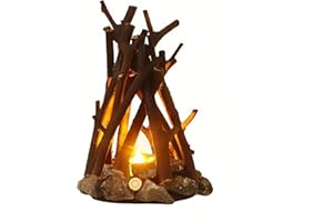 Lancoon Retro Bonfire Light with Campfire Effect Rechargeable LED Flame Lamp Tree Branch Shape 3 Modes Safety Indoor Outdoor for Tabletop Home Christmas Decoration