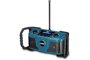 UEME Worksite Rugged Radio | 4000mAh USB Rechargeable Battery | DAB+, DAB, FM | Bluetooth, AUX Input | 5W Output - Blue