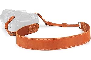 MegaGear Mg1999, SLR, DSLR Tracolla per Fotocamera da Spalla o da Collo Regolabile in Vera Pelle (Cammello)