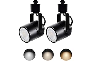Bravsekai Dimmable LED luces de la pista, 2PCS 3CCT 3CCT H-tipo pista focos 10W GU10 pista luces cabeza ajustable 3000K/4000K/6000K techo focos reemplazo GU10 bombilla, Negro