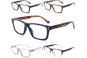 Yuluki 5 Pack Reading Glasses Blue Light Blocking,Spring Hinge Square Frame Computer Readers 2.25 Women/Men Anti Eyestrain/Glare