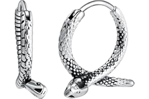 Yumilok Boucles d'oreilles Fashion en Acier Inoxydable pour Hommes Femmes Bagues d'oreilles Créatives en Forme de Serpent Bijoux Fantaisie Créoles de Décoration à la Mode