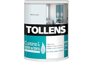 Tollens Peinture Cuisine Et Salle De Bain - Ultra Résistante Pour Murs, Boiseries, Radiateurs - Gris Clair - 0,75L = 9m2