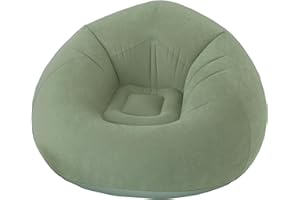 ED ENJOY HOME Fauteuil d'extérieur Gonflable, 100x100 cm, Vert Kaki, 100% PVC Flocké, Collection Jardin Borneo