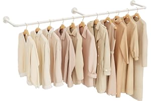 Yawinhe Perchero de Pared Industrial, para Colgar Ropa, 180cm, Desmontable montado en la Dormitorio, Sala de Estar, Color Crema, 1-Pack