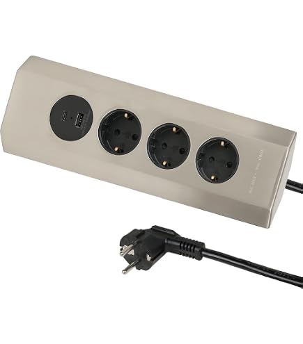 Elbe Inno Steckdosenleiste Eckleiste – 4-fach, Edelstahl, 16A / 250W, Für Wandmontage (Retoure)