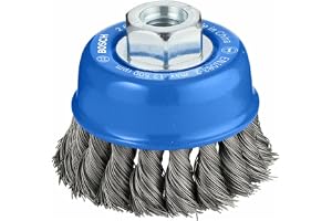 1x PRO Steel Longlife Cup Brush, Knotted Wire for Small Angle Grinder and M14 Thread (for Steel, Ø 75 mm, Professional Accessory Small Angle Grinder)