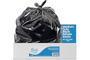 Blake & White 10 kg Capacity Black Sacks - Purely Smile Ultra Durable & Sustainable Recyclable Bin Bags - Medium Duty Liners for Household, Office, and Kitchen - Box of 200 - 18”X29”X33”