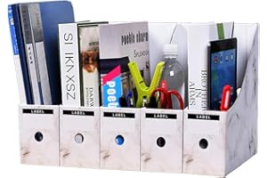 Hggzeg File Magazine Holder, 5 Pack Waterproof Desktop Storage Box A4 Paper Document Organizer for School Dormitory,Office,Home Files Storage (White)