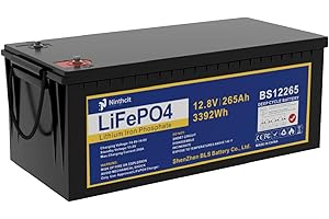 ‎NINTHCIT LiFePO4 12.8V 265Ah LiFePO4 wiederaufladbare Lithiumbatterie 265Ah, 8000 Zyklen Max. 3392Wh Ausgang LiFePO4 Batterie für Wohnmobile, Camping, Solars, Off-Output Grid