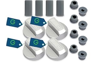 G GRIMALDI Kit 4 Manopola Universale per Piano Cottura Cucina a Gas Nero Bianco Argento Innesto 6mm 7mm 8mm, Manopole Cucina Moderna compreso Set Adattatori Asse Raso Asse Alto (4, Grigio)