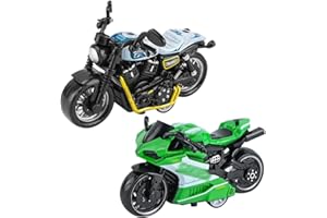 SHDIEHJFMLDH 2 Stück Legierung Motorrad Spielzeug,Pull Bac Fahrzeug Spielzeug,Spielzeugautos Set,Motorrad Modell für Freunde und Kinder,für Lernspiel, Geburtstagsparty-Geschenk（Blau und Grün）