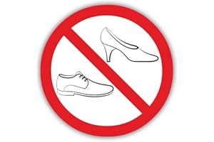 ISECUR easydruck24de Autocollant d'interdiction Chaussures interdites I Rond Ø 10 cm I Interdiction de Marcher sur la Surface avec des Chaussures I Interdiction de Chaussures de Rue I hin124