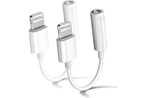 HIGHSPIRIT 2 Pack iPhone Aux Adapter/Lightning auf 3.5mm Klinke Adapter[MFi Zertifiziert]Adapter iPhone Kopfhörer/iPhone AUX Audio Kabel Splitter Kompatibelfür iPhone 14/13/12/11/X/XS Alle iOS Systeme