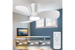 ‎SLOCHI slochi Leiser Deckenventilator mit Beleuchtung 30dB, 76cm Durchmesser Großem Luftvolumen, mit Fernbedienung Timing Funktion, Einstellbare Helligkeit des 3000K/4500K/6000K Deckenleuchte, weiß