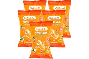 Smileat - Pack de 5 Smilitos Snack - Sabor a Maíz, Avena y Zanahoria - Merienda divertida para peques desde 8 Meses - 25g