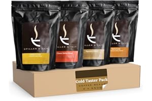 SPILLER & TAIT Spiller and Tait Gold Taster Pack Coffee Beans Set - Signature Blend, Spiller’s Gold, Tait’s Gold & Classic Italian - 4x250g Bags - Medium/Strong Roast - Freshly Roasted Arabica for Coffee Lovers