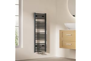 EMKE Radiador de baño, 100 x 40 cm, toallero de conexión Central, radiador de baño, toallero, Toallas, radiador, Toalla, radiador, baño, Toalla, Antracita, 356 W