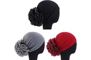 BABAHU 1Pack / 2Packs Women Flower Elastic Turban Beanie Head Wrap Chemo Cap Hat